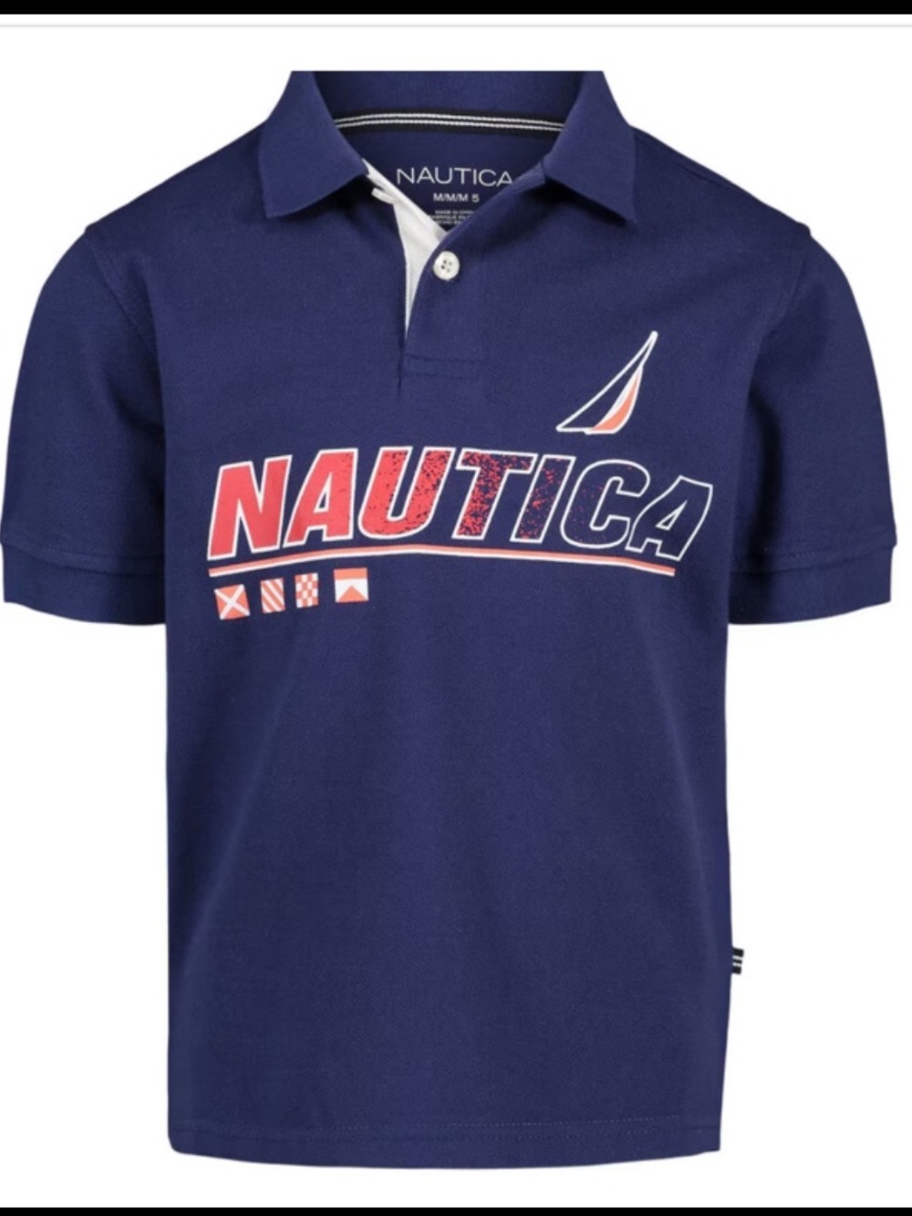 Nautica Polo Shirt Boys Size Large 14/16 Navy Blue Logo Short Sleeve NWT